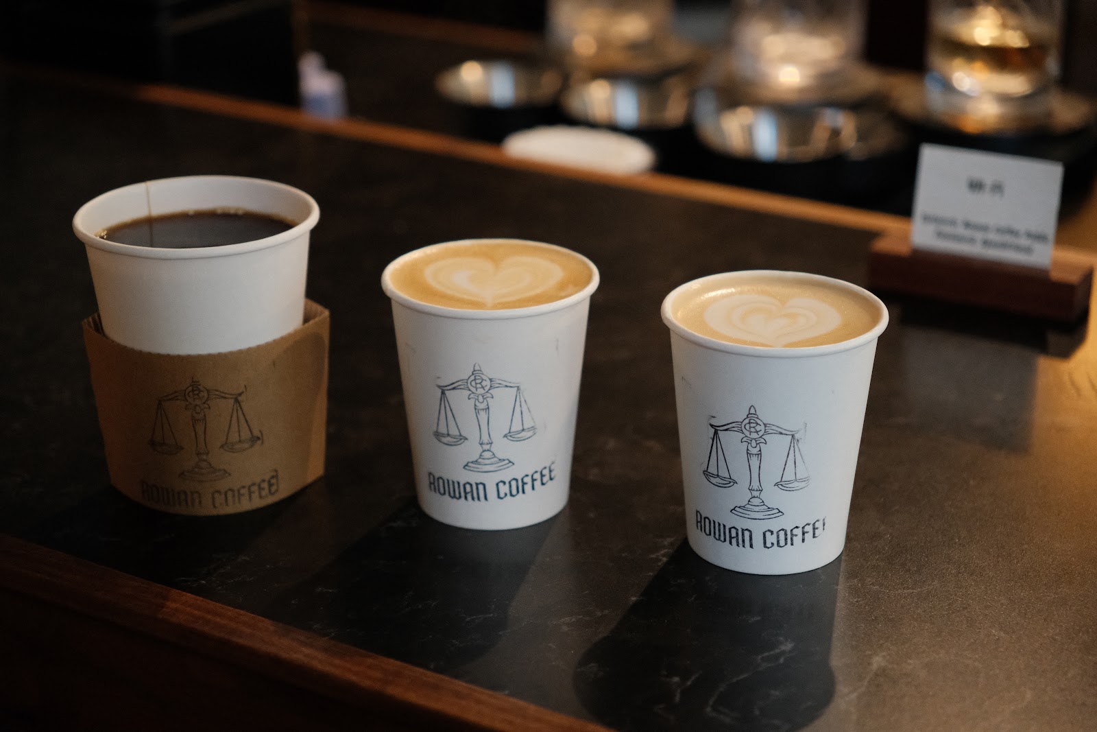 Rowan Coffee's counter and menu in downtown Asheville